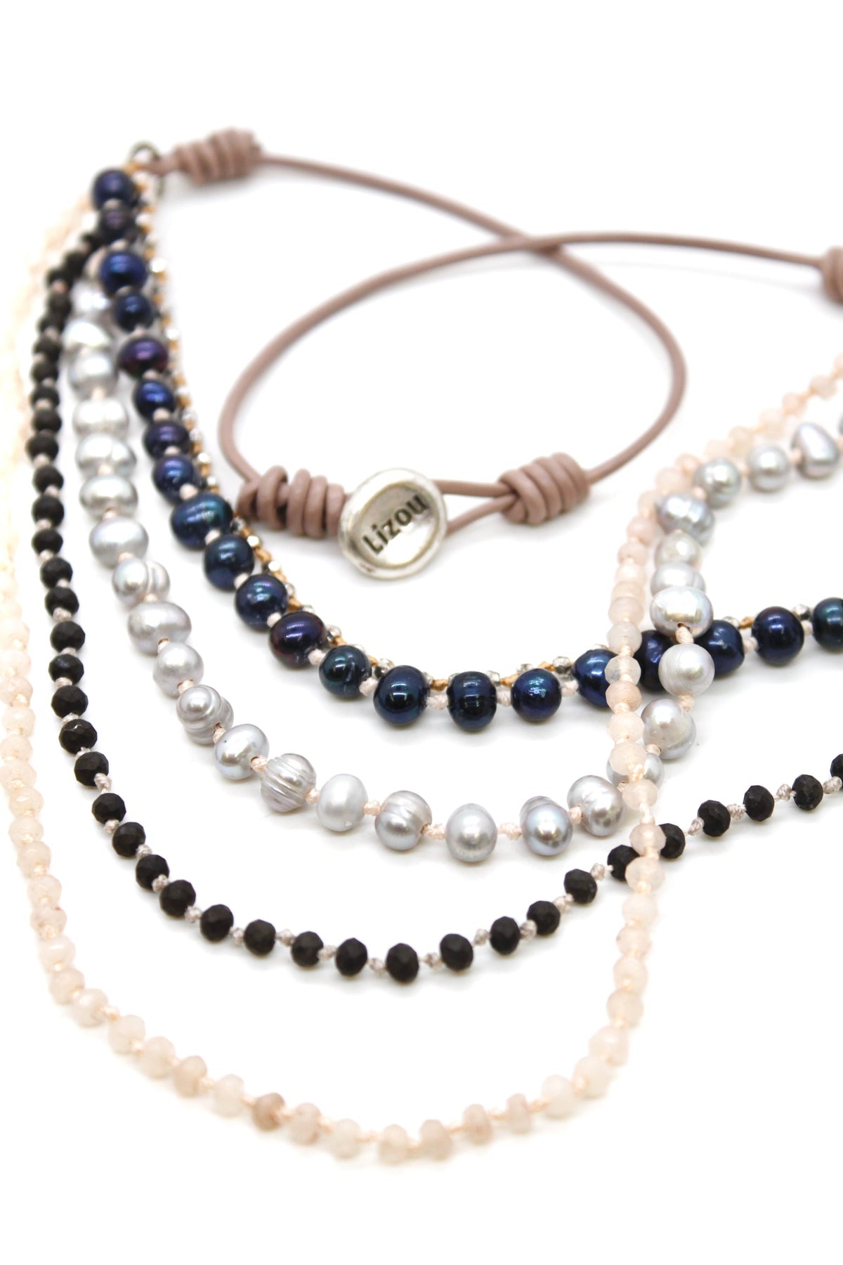 Semi Precious Stone Multi Strand Short Necklace - NLS-Chicory