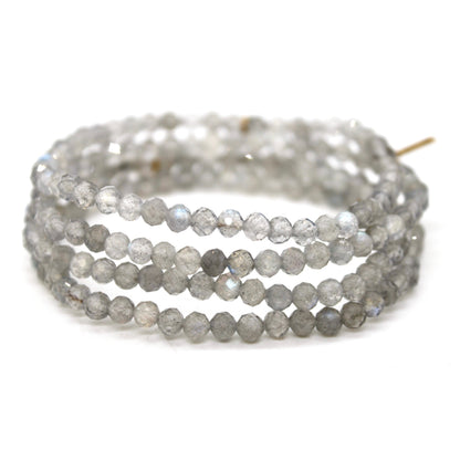 Faceted Labradorite 4mm Stretch Bracelet - B7-018