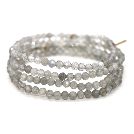Faceted Labradorite 4mm Stretch Bracelet - B7-018