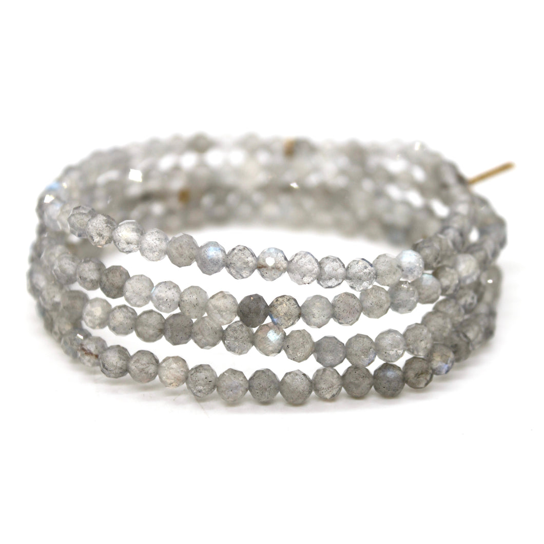 Faceted Labradorite 4mm Stretch Bracelet - B7-018