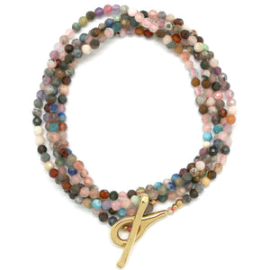 Luxury Faceted Tourmaline Stone Long Necklace - N2-2637