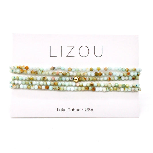 Delicate Faceted Mini Semi Precious Stone Amazonite Beaded Necklace - N9-108