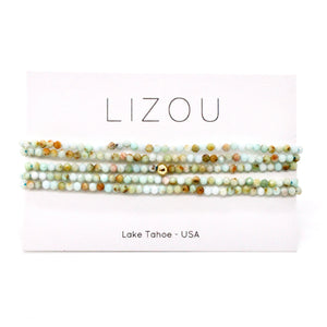 Delicate Faceted Mini Semi Precious Stone Amazonite Beaded Necklace - N9-108