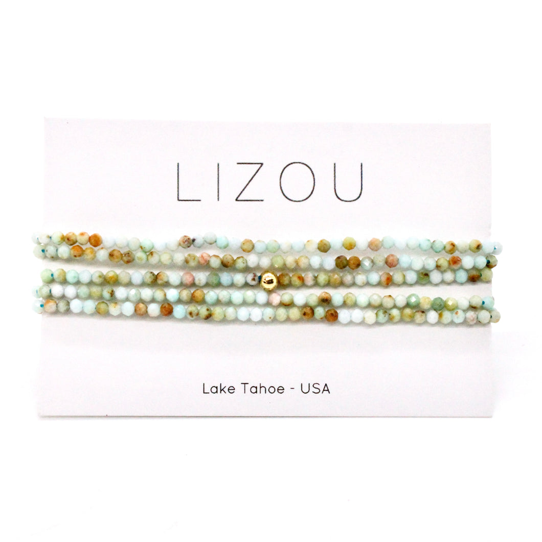 Delicate Faceted Mini Semi Precious Stone Amazonite Beaded Necklace - N9-108