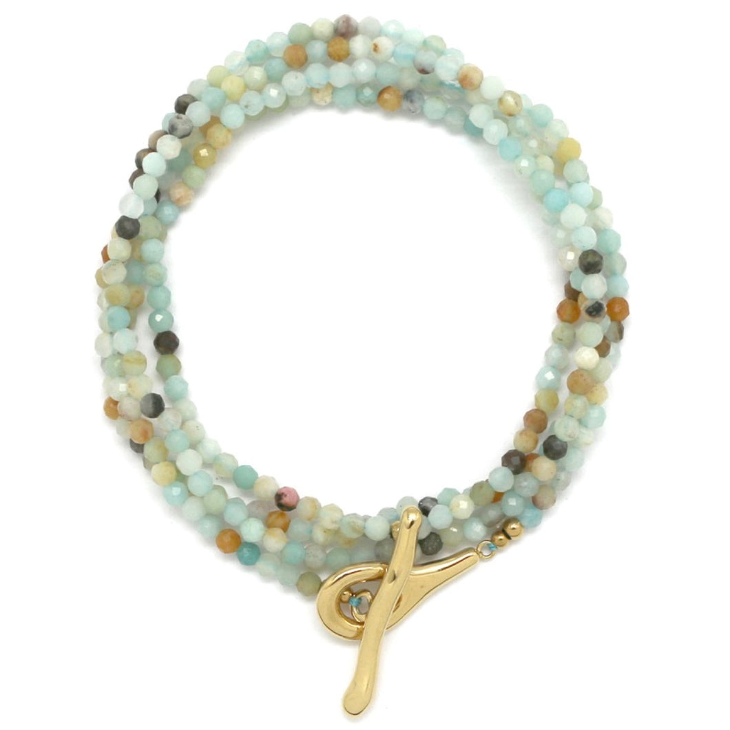 Luxury Faceted Amazonite Stone Long Necklace - N2-2634