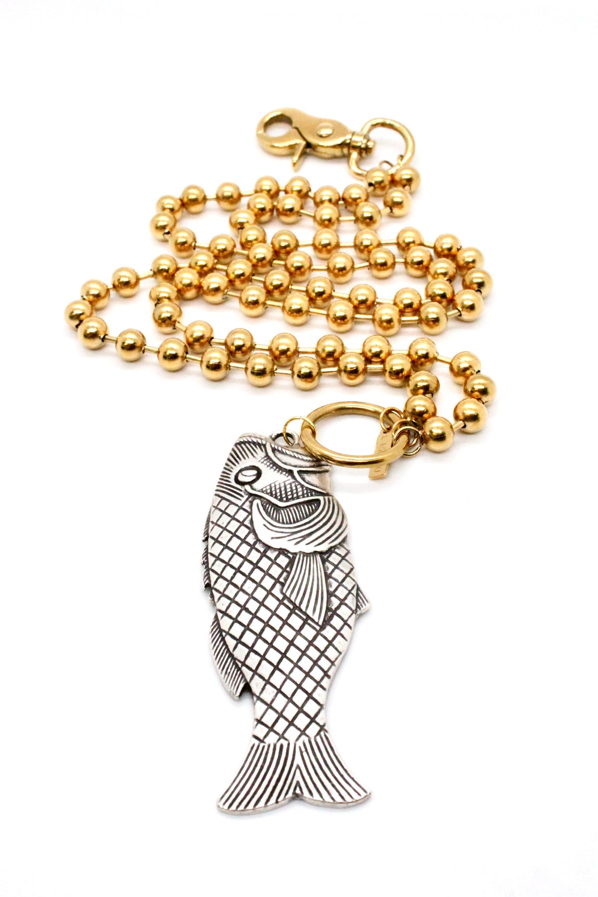 Large Fish Pendant Convertible Gold Chain Necklace