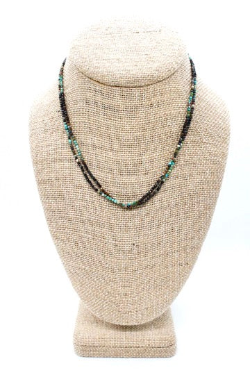 Delicate Faceted Mini Semi Precious Stone Mix Beaded Necklace - N9-018