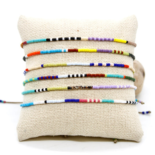 Bundle of Six Colorful Seed Bead Bracelets - B8-036
