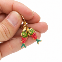 Load image into Gallery viewer, Colorful Enamel Fish Dangle Earrings  - E4-477B
