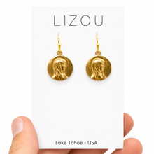 Load image into Gallery viewer, Simple Bronze French Religious Medal Earrings - FME01
