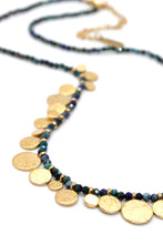 Load image into Gallery viewer, Short Mini Gold Disc Charm Azurite Necklace - N2-2612AZ
