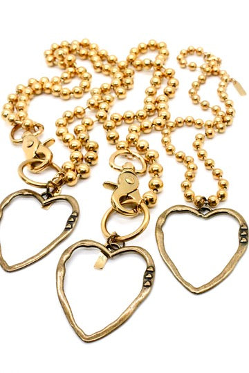Brass Cutout Heart Convertible Gold Chain Necklace
