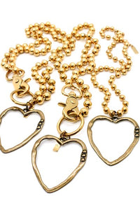Brass Cutout Heart Convertible Gold Chain Necklace