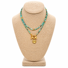 Load image into Gallery viewer, Faceted Mini Phoenix Stone Long Delicate French Religious Medal Necklace - FMN21
