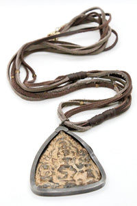 Large Buddha Charm on Leather -Buddha Collection-