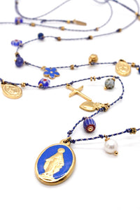 Long Religious Saint and Charm Necklace - N2-2619