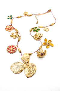 Summer Flower Charm Necklace with Enamel - N2-2566