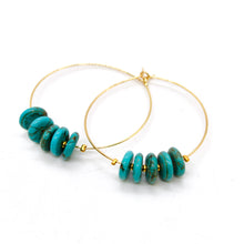 Load image into Gallery viewer, Delicate Turquoise Large Gold Hoop Earrings E7-014l
