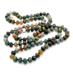 Hand-Knotted Long India Agate Bead Necklace - NL-IA