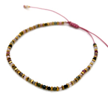 Load image into Gallery viewer, Tiny Faceted Stone and Gold Adjustable Bracelet - B4-031
