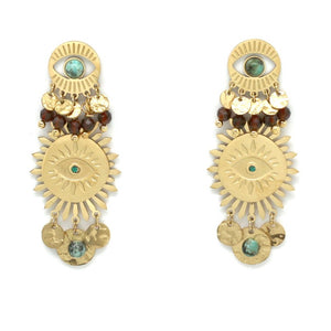Eye and Sun Artsy Dangle Earrings - E4-332