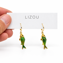 Load image into Gallery viewer, Colorful Enamel Fish Dangle Earrings  - E4-477E
