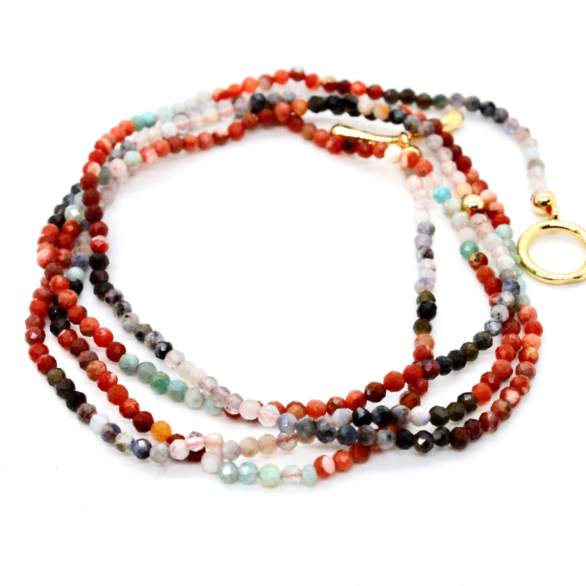 Delicate Faceted Mini Semi Precious Stone Mix Beaded Necklace - N9-003