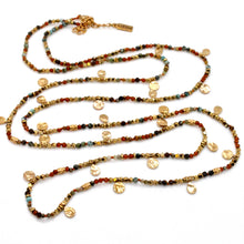 Load image into Gallery viewer, Multi Stone Mix and Mini Gold Coin Wrap Necklace - N2-2617C
