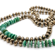 Load image into Gallery viewer, Hand-Knotted Green Turquoise and Pyrite Necklace
