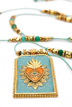 Load image into Gallery viewer, Turquoise Heart Fire Enamel Long Necklace N2-2449 -French Flair Collection-
