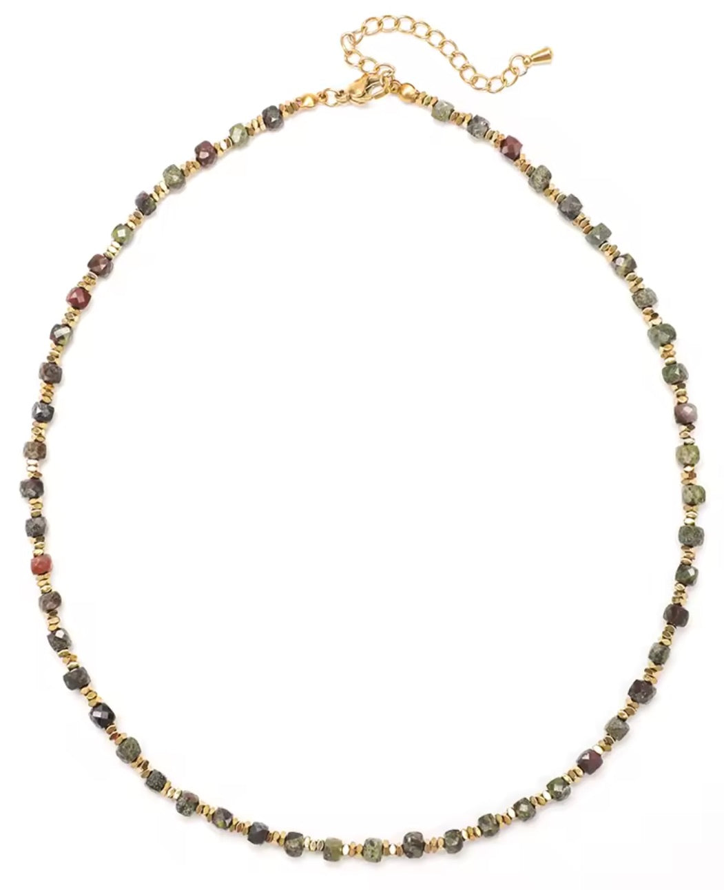 Simple Semi Precious Stone and 24K Gold Plate Necklace- N2-2389