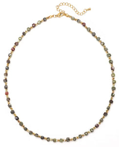 Simple Semi Precious Stone and 24K Gold Plate Necklace- N2-2389