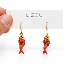 Load image into Gallery viewer, Colorful Enamel Fish Dangle Earrings  - E4-477G
