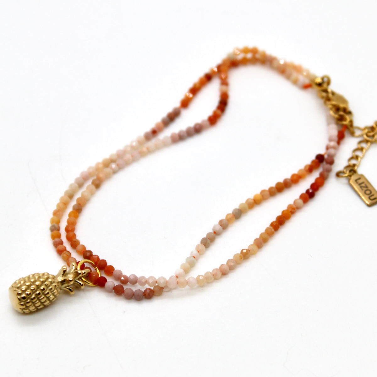 Pineapple Mini Stone Gold Charm Necklace