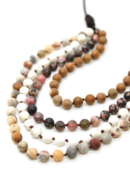Semi Precious Stone Multi Strand Short Necklace - NLS-M51