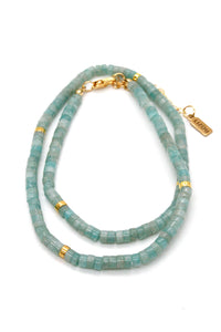 Natural Stone Short Necklace with Gold -Stone Collection-