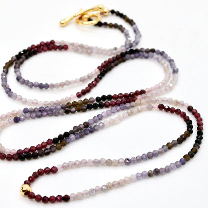 Delicate Faceted Mini Semi Precious Stone Mix Beaded Necklace - N9-016