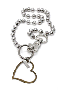 Open Heart Charm Necklace Single Silver Chain Claw Clasp