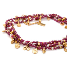 Load image into Gallery viewer, Pink Tourmaline and Pearl Gold Mini Coin Wrap Necklace - N2-2616C

