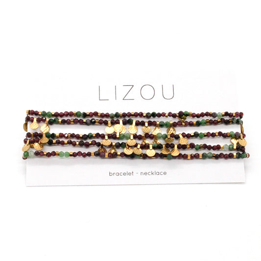 Museum Style Mixed Stones Necklace or Bracelet with 24K Gold Plate Mini Charms