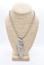 Load image into Gallery viewer, Large Fish Pendant Convertible Silver Chain Necklace

