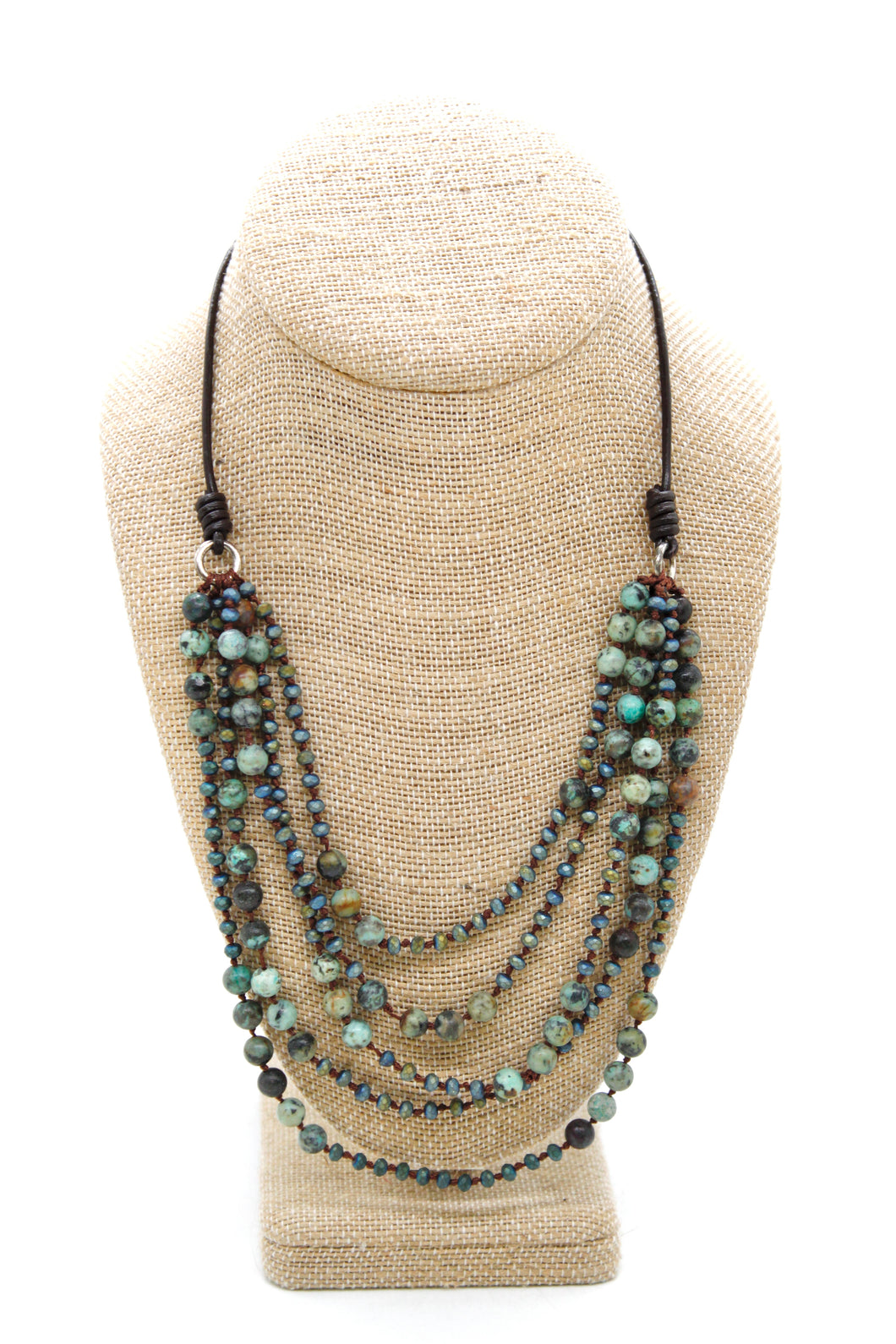 Semi Precious Stone Multi Strand Short Necklace - N4-020