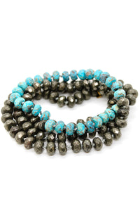 Hand-Knotted Ocean Jasper and Pyrite Beaded Necklace - NL-PYJP