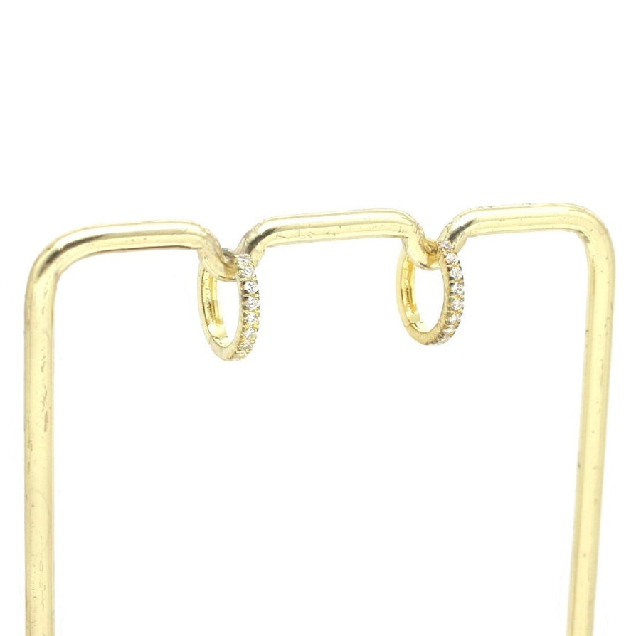 Clear Rhinestone 24K Gold Plate Hoop Earrings - E4-363