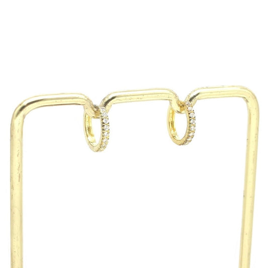 Clear Rhinestone 24K Gold Plate Hoop Earrings - E4-363