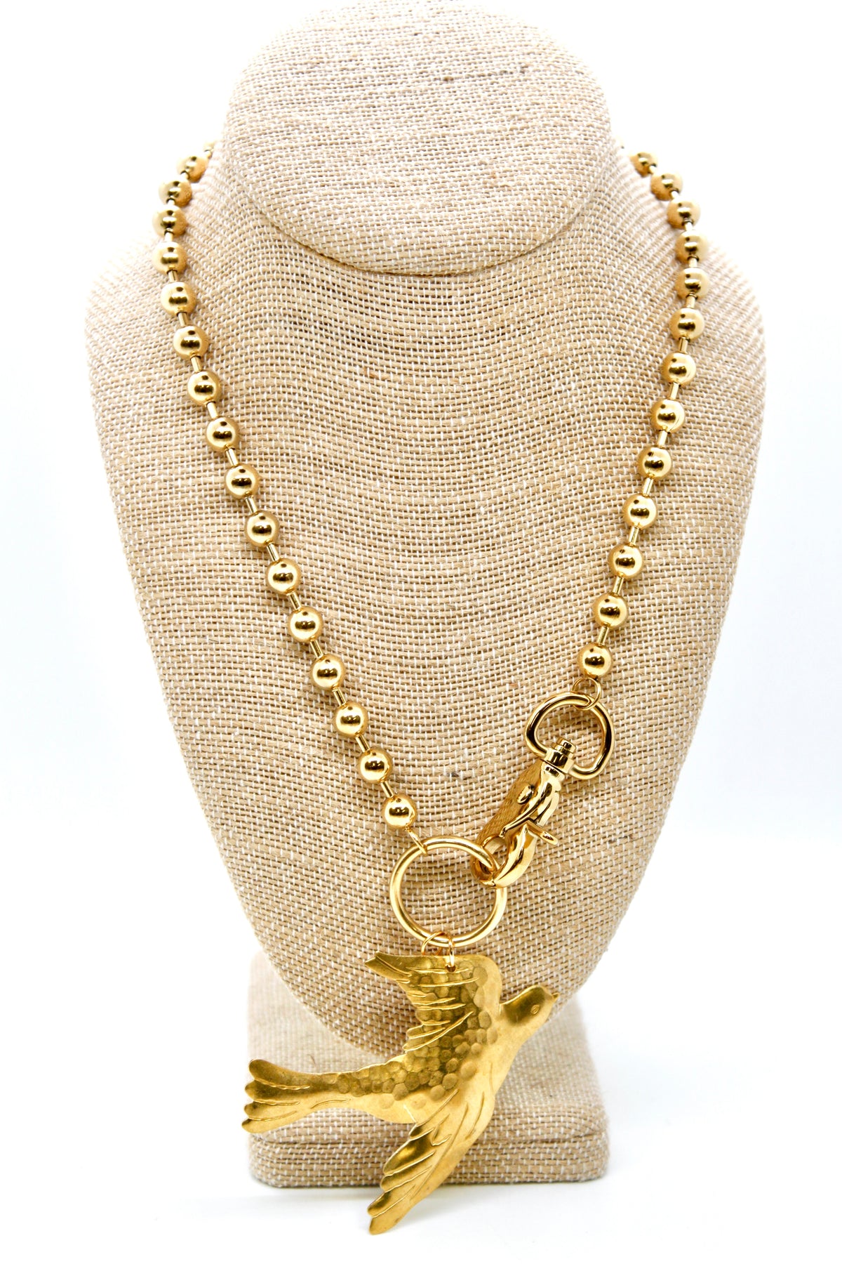 Flying Brass Bird Convertible Gold Chain Necklace
