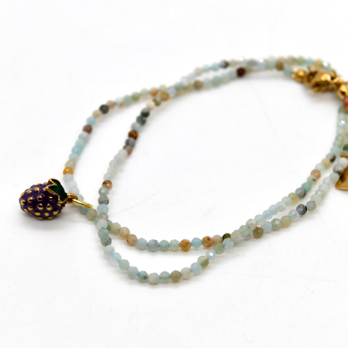 Wine Grapes Mini Stone Gold Charm Necklace