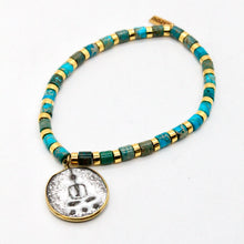 Load image into Gallery viewer, Small Two Tone Buddha Charm on Turquoise -Buddha Collection-
