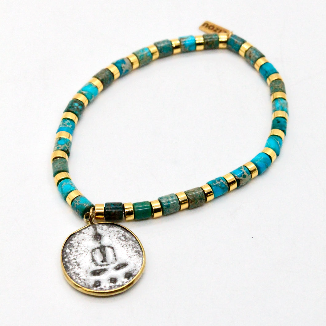 Small Two Tone Buddha Charm on Turquoise -Buddha Collection-