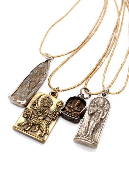 Buddha Necklace 6 - Reversible African Beads - One of a Kind -